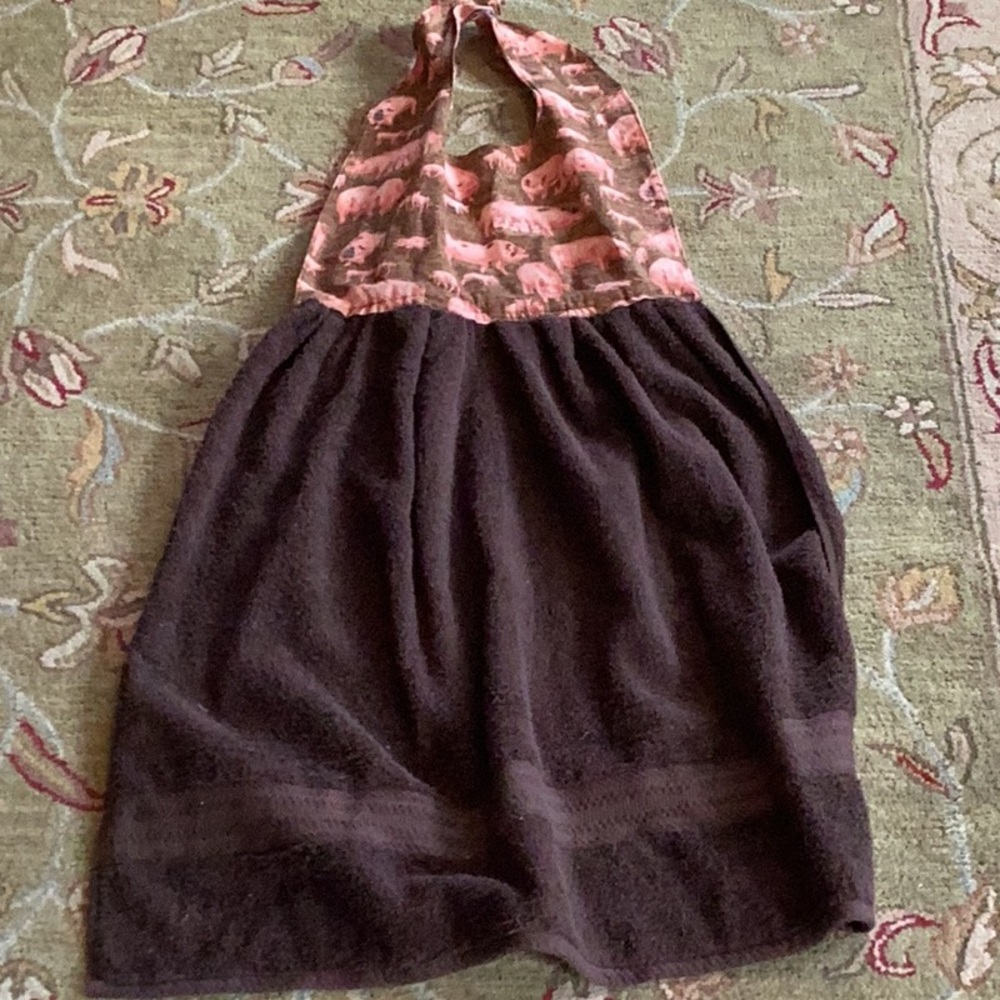 Pig Farm Apron Brown Terry Cloth